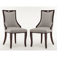 Manhattan Comfort DC002-GY Emperor Grey and Walnut Twill Dining Chair (Set of Two)